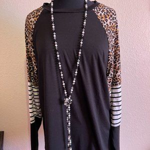 Leopard and Stripes Long Sleeve Top